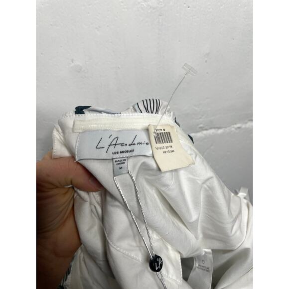 NEW L’Academie Striped Puffy Sleeve Off-Shoulder Top Womens Medium - Picture 7 of 9